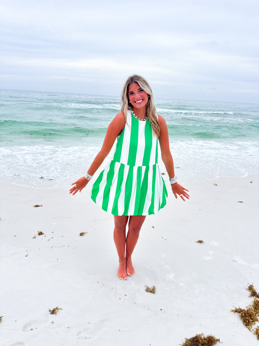Saltwater Stripe Green Dress