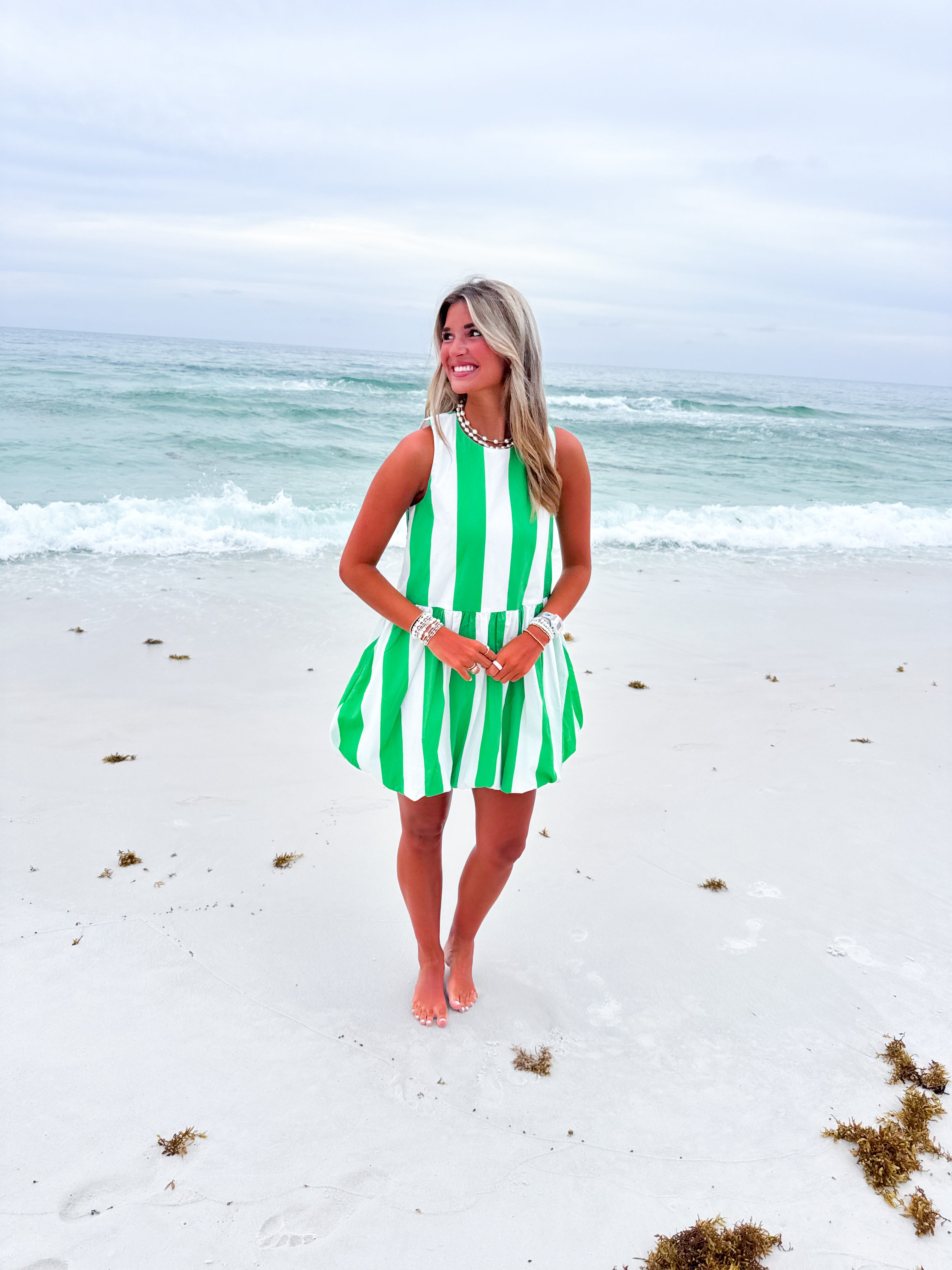 Saltwater Stripe Green Dress