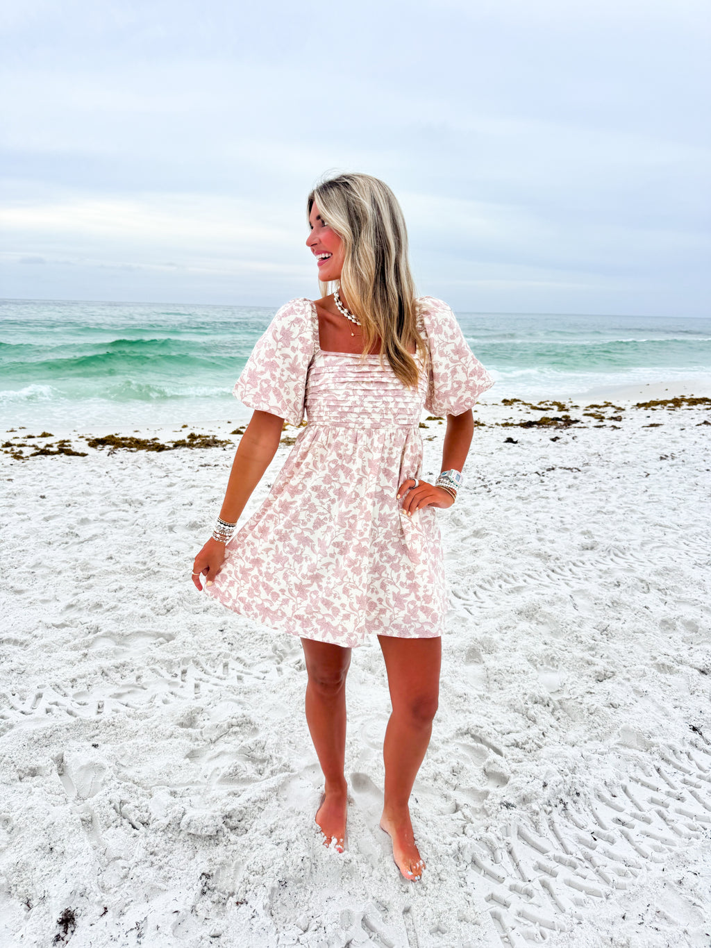 Blushing Petals Mini Dress