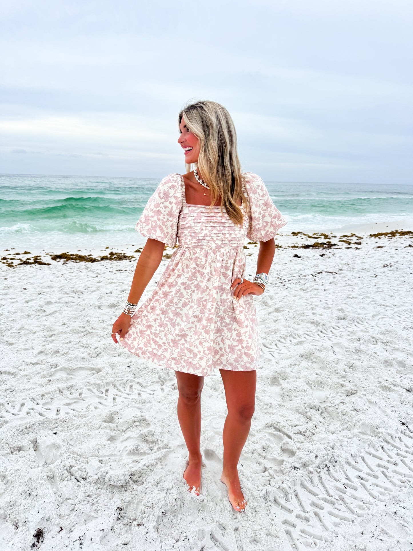 Blushing Petals Mini Dress