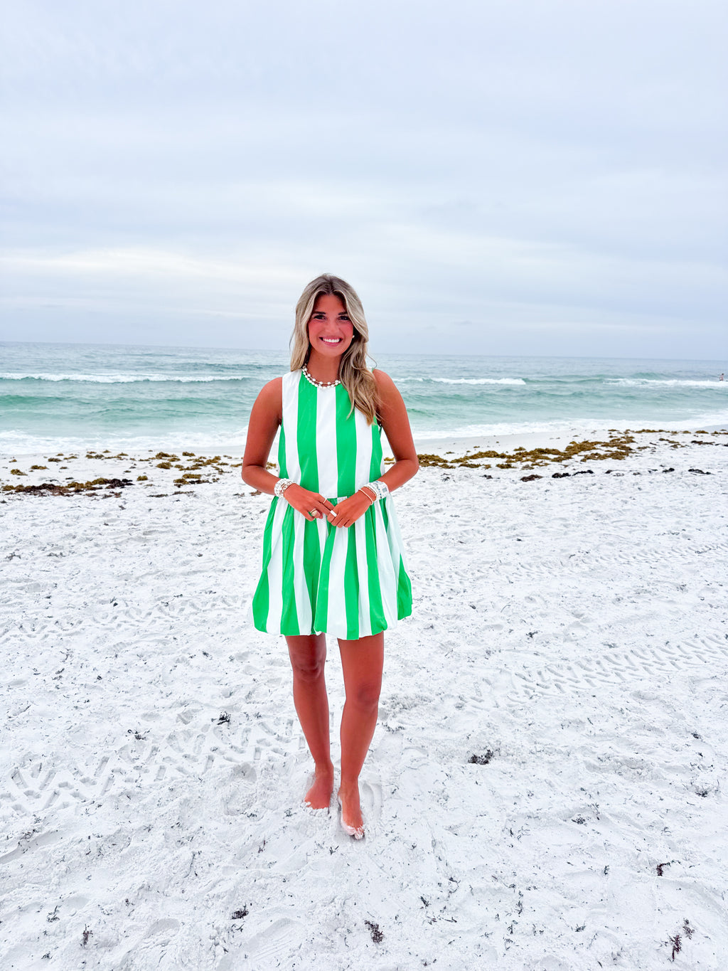 Saltwater Stripe Green Dress