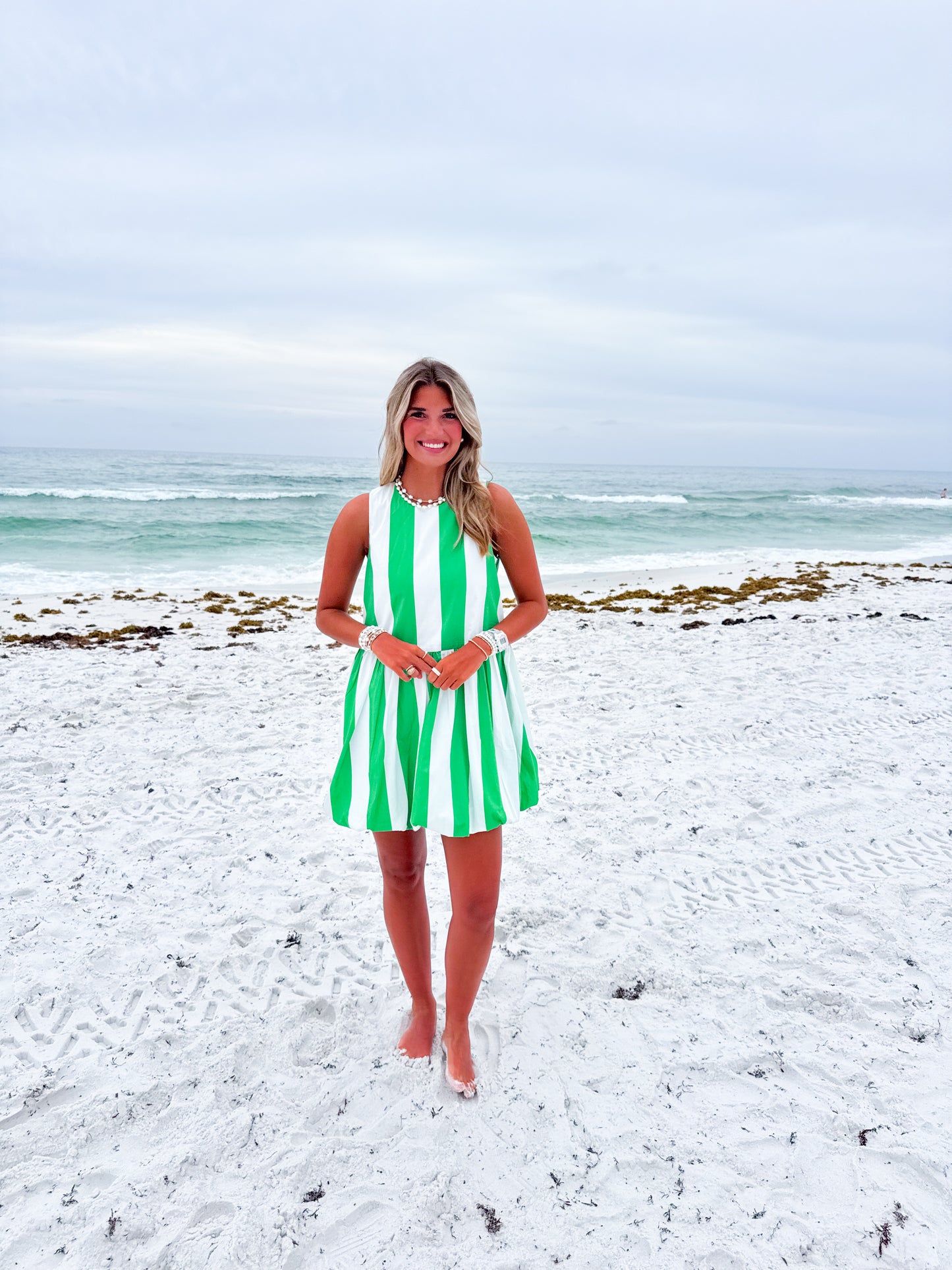 Saltwater Stripe Green Dress