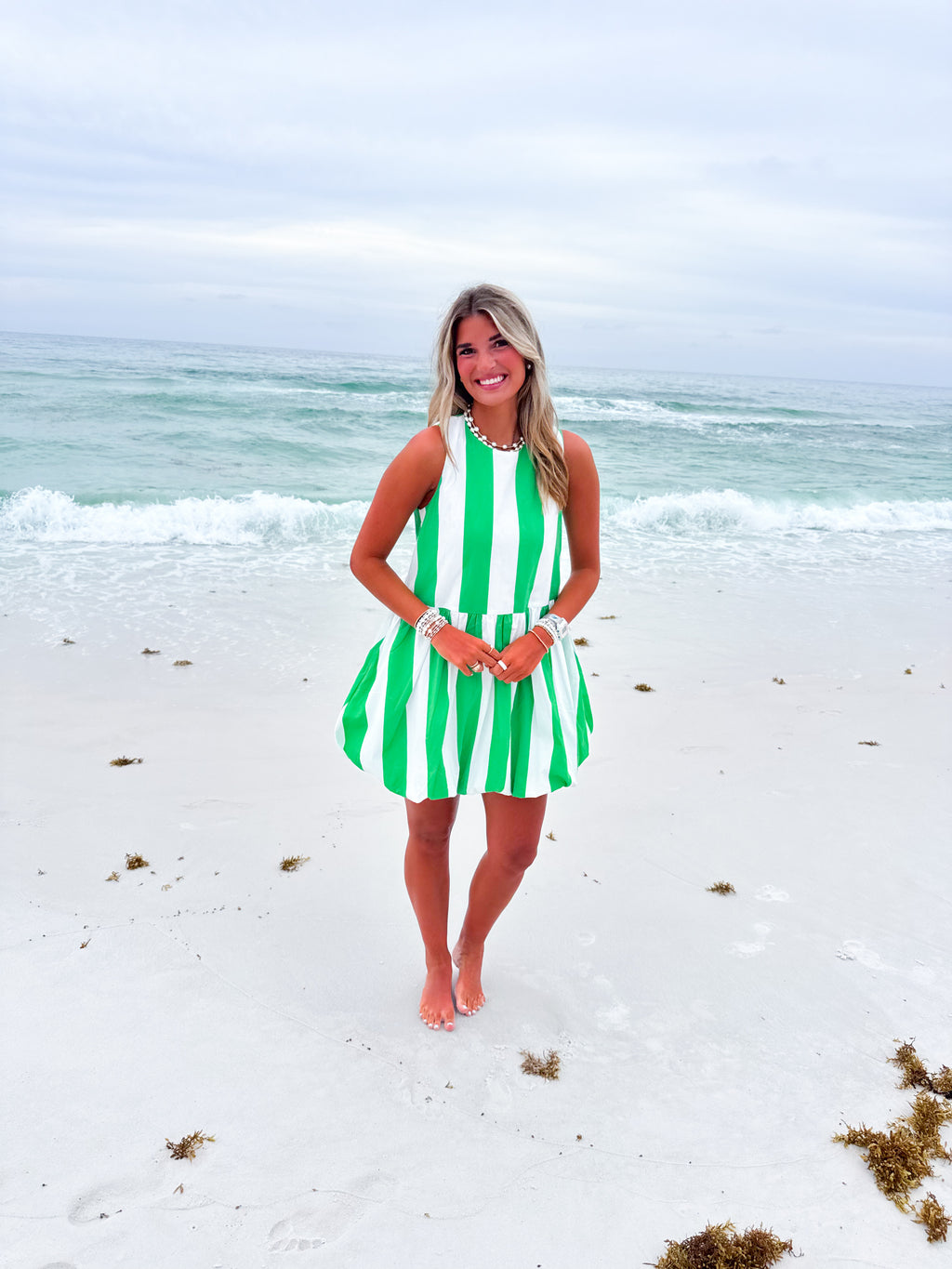 Saltwater Stripe Green Dress