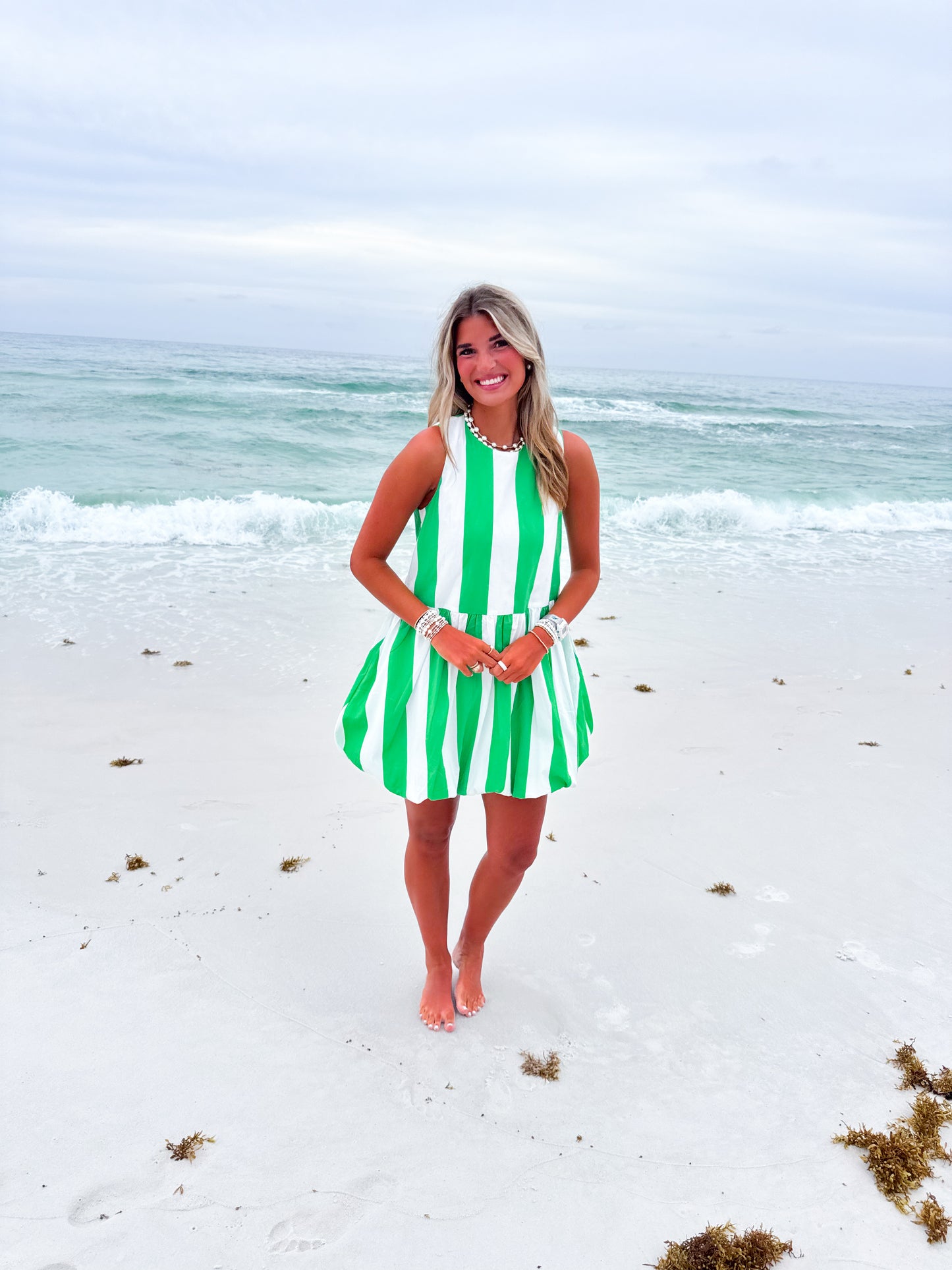 Saltwater Stripe Green Dress