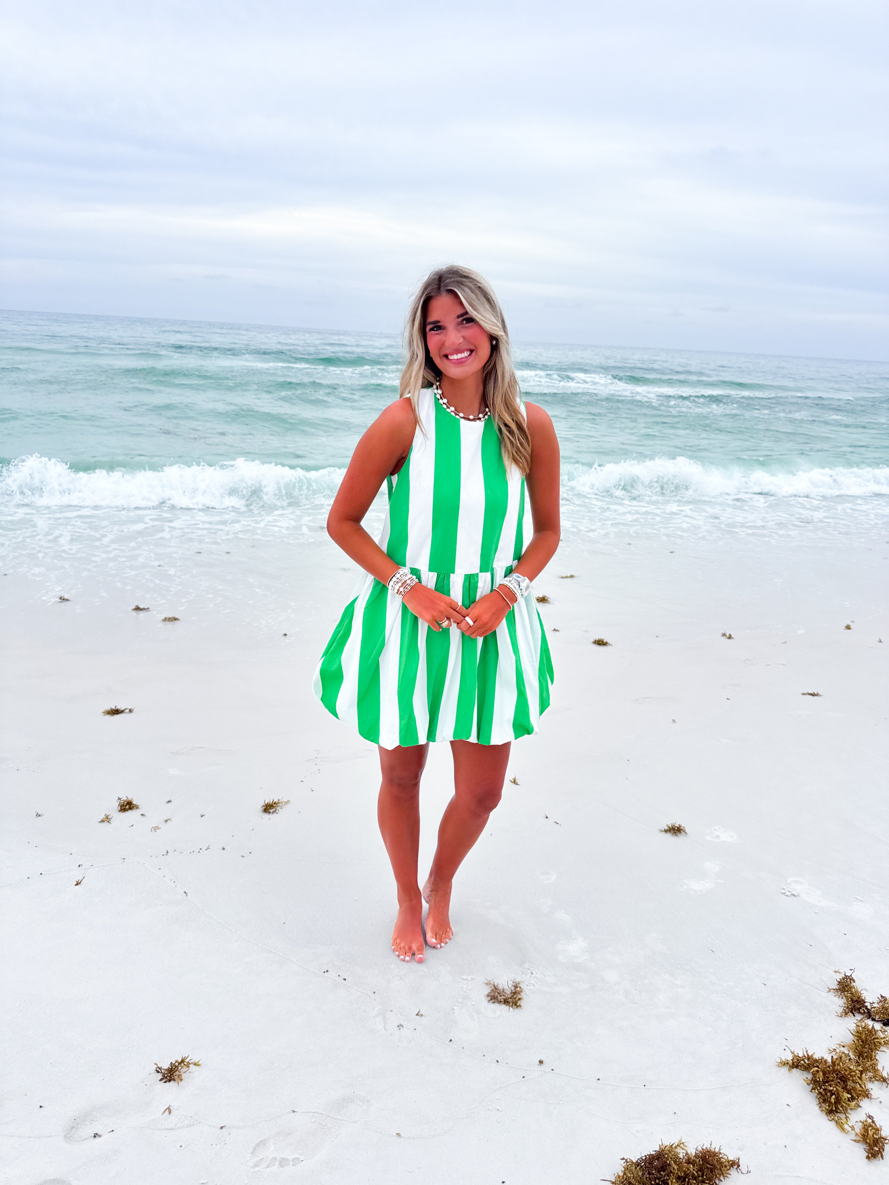 Saltwater Stripe Green Dress