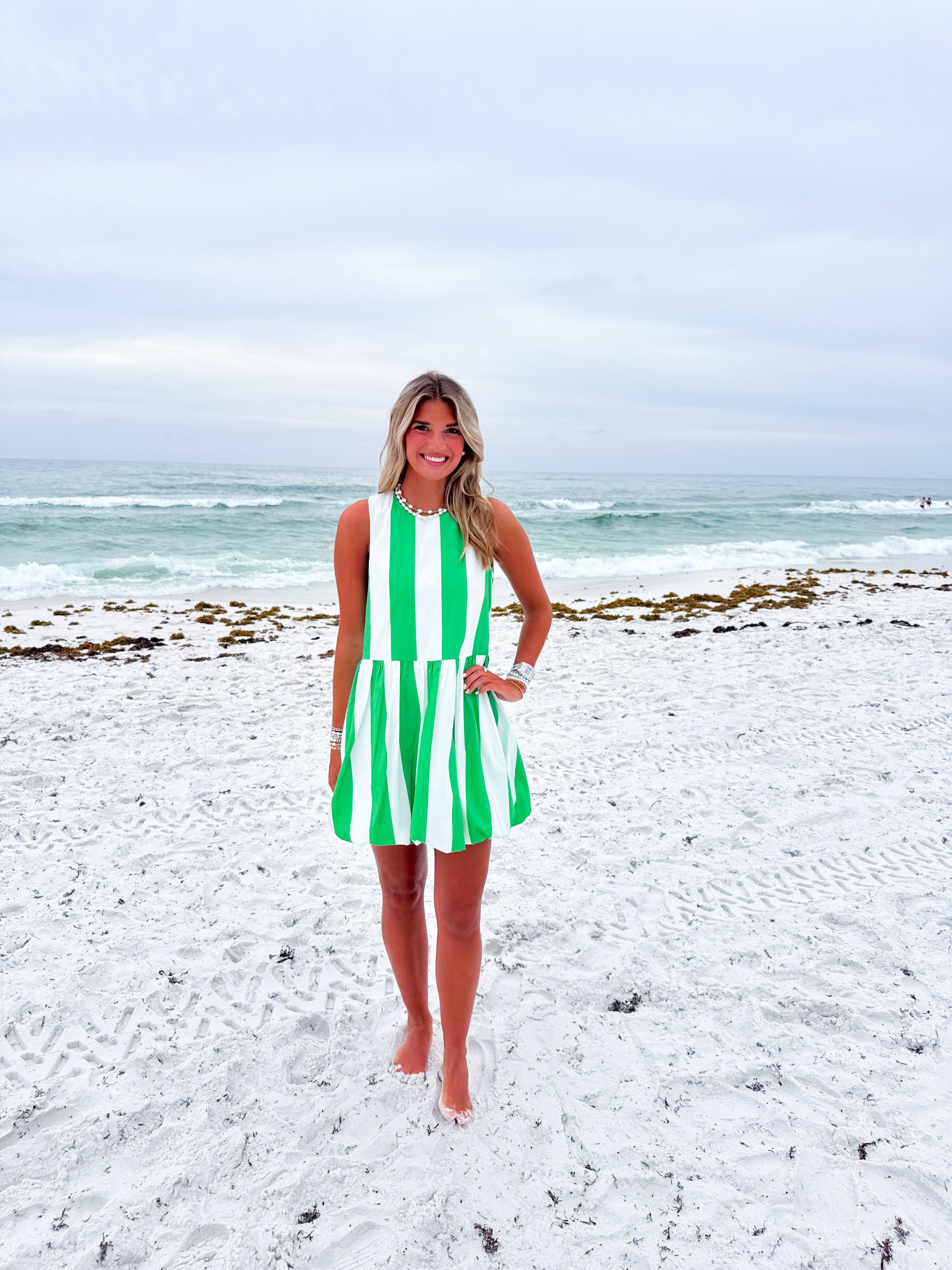 Saltwater Stripe Green Dress