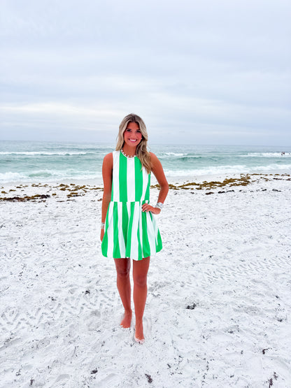 Saltwater Stripe Green Dress