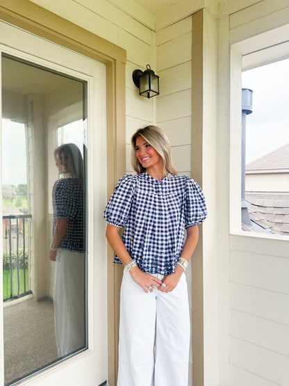 Ocean Gingham Top