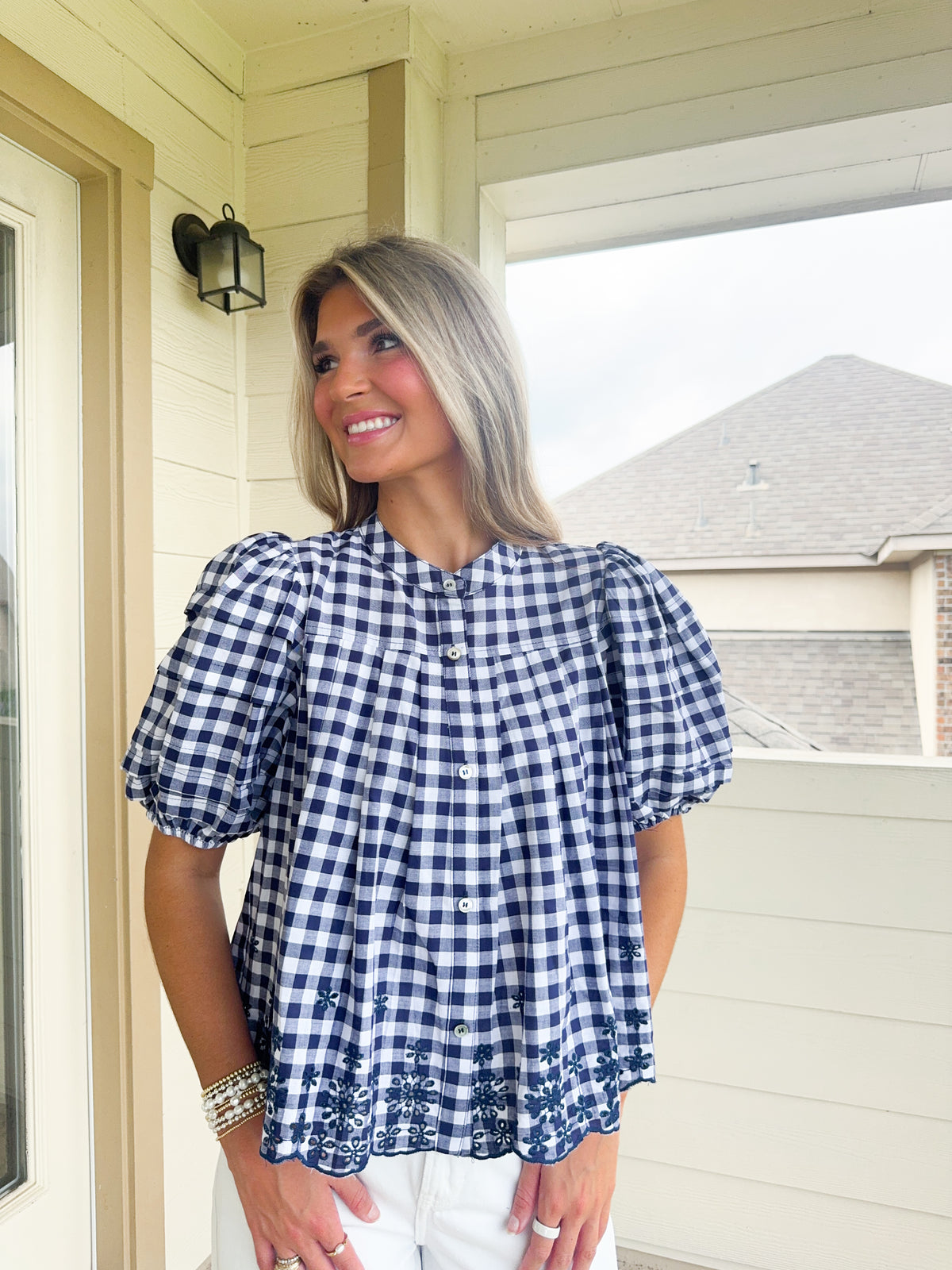 Ocean Gingham Top