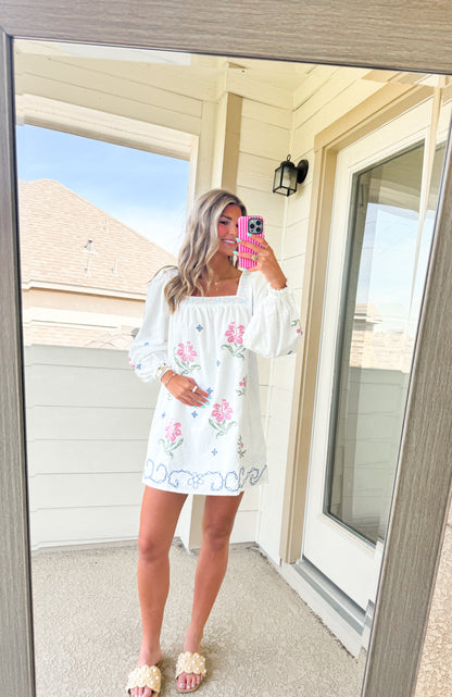 Ella Embroidered Mini Dress