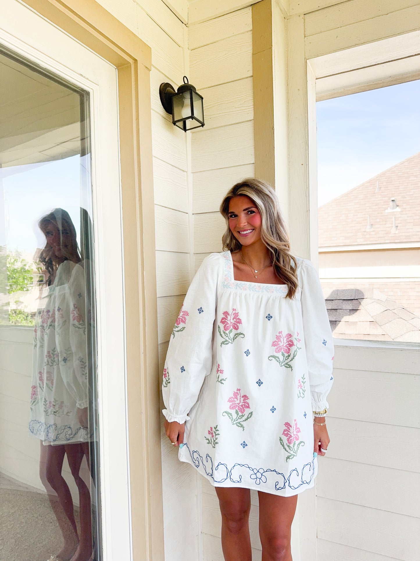 Ella Embroidered Mini Dress