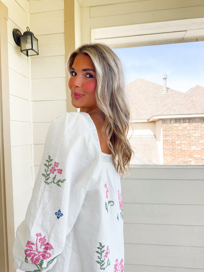 Ella Embroidered Mini Dress