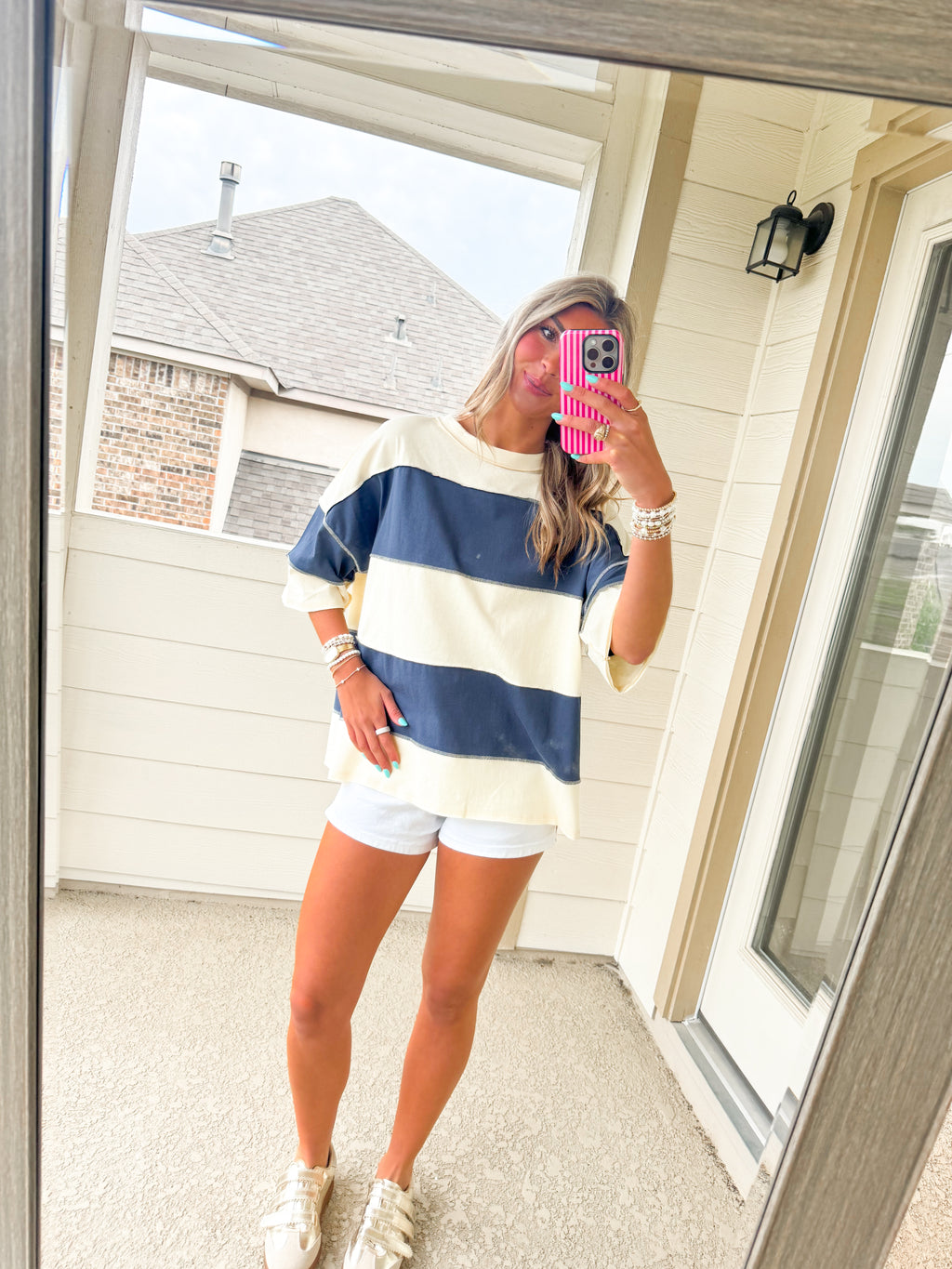 Everyday Navy Oversized Stripe Tee