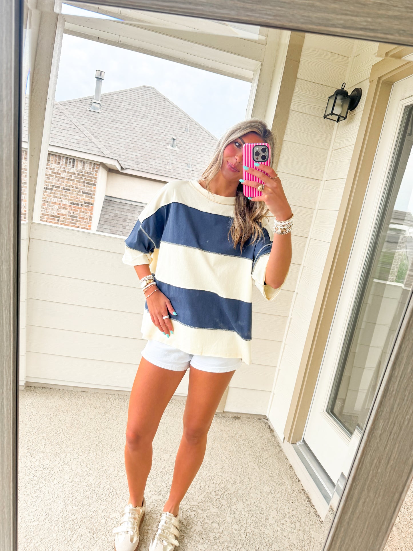 Everyday Navy Oversized Stripe Tee