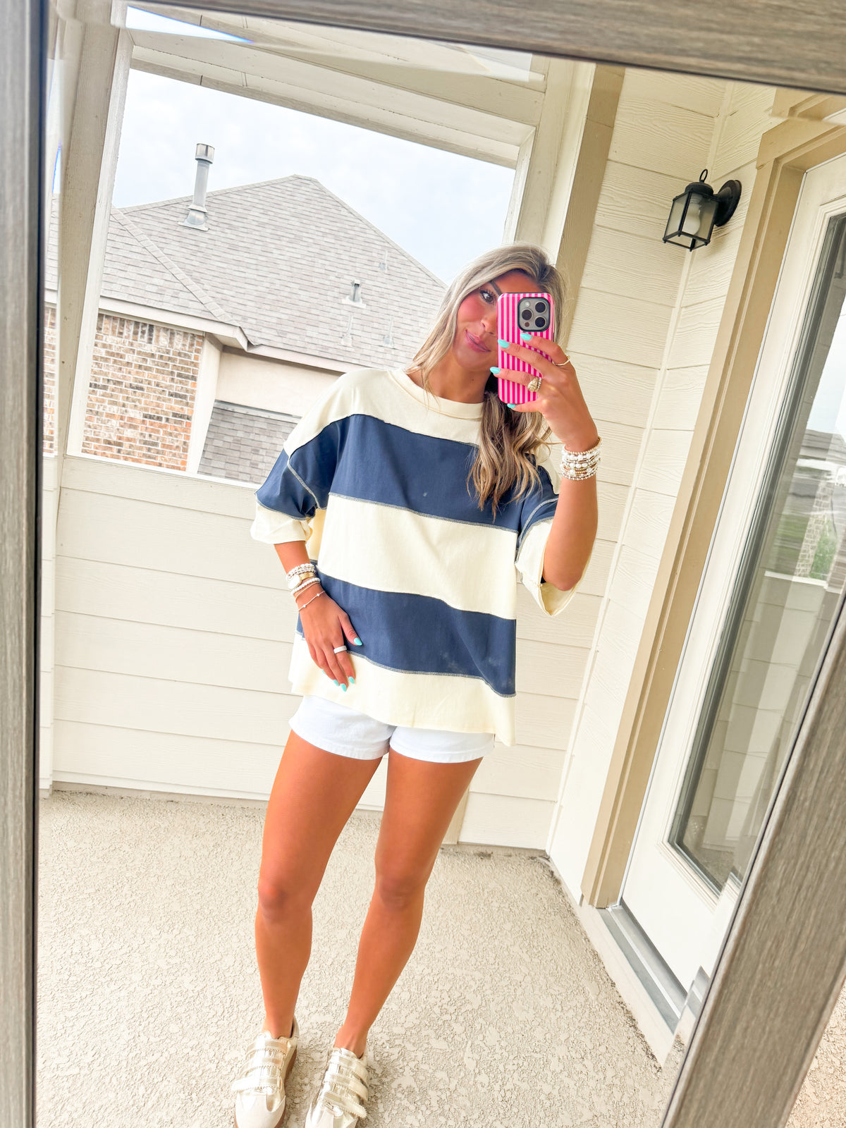 Everyday Navy Oversized Stripe Tee