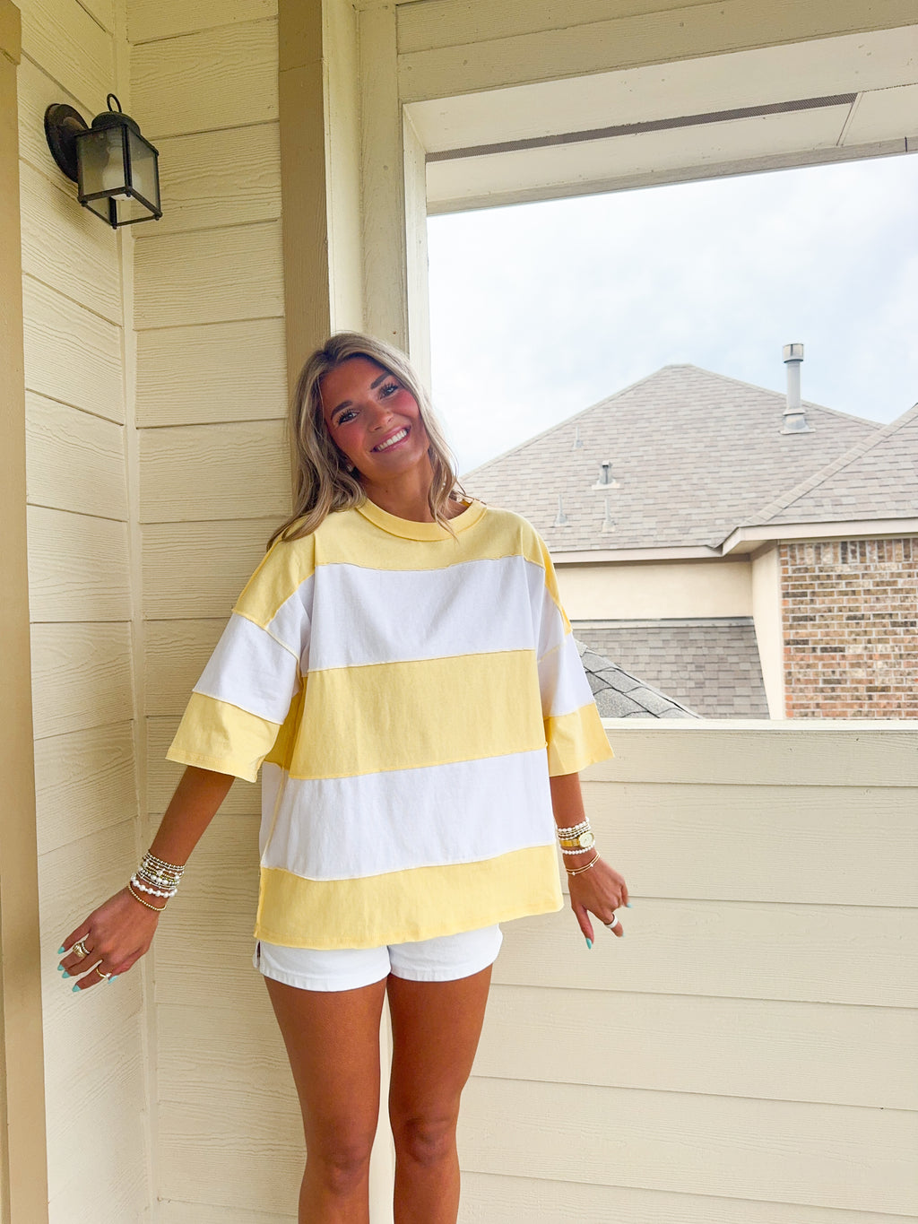 Everyday Yellow Oversized Stripe Tee