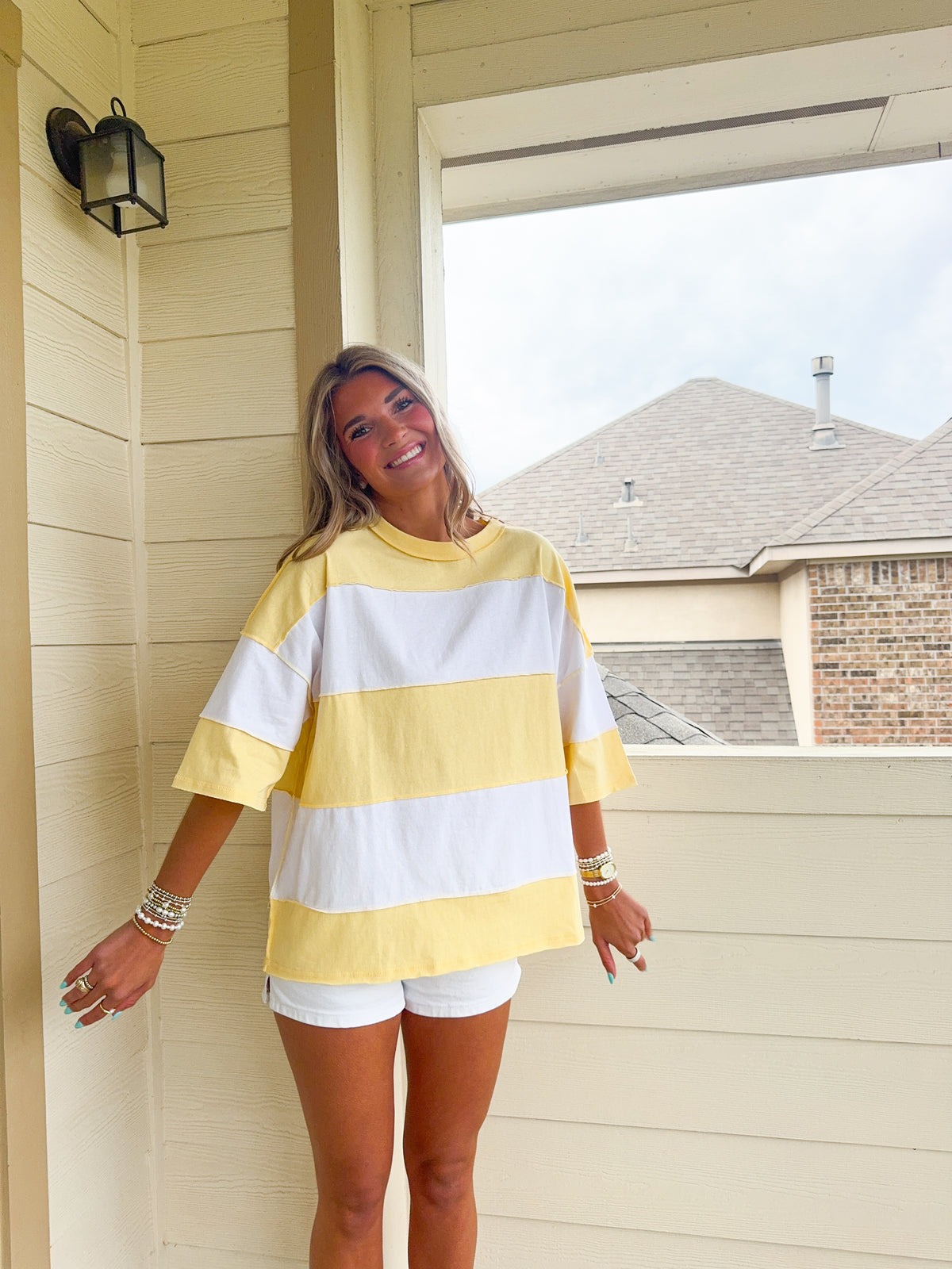 Everyday Yellow Oversized Stripe Tee