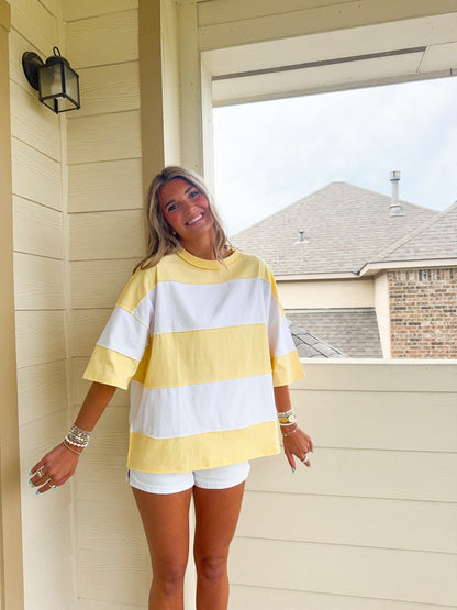 Everyday Yellow Oversized Stripe Tee