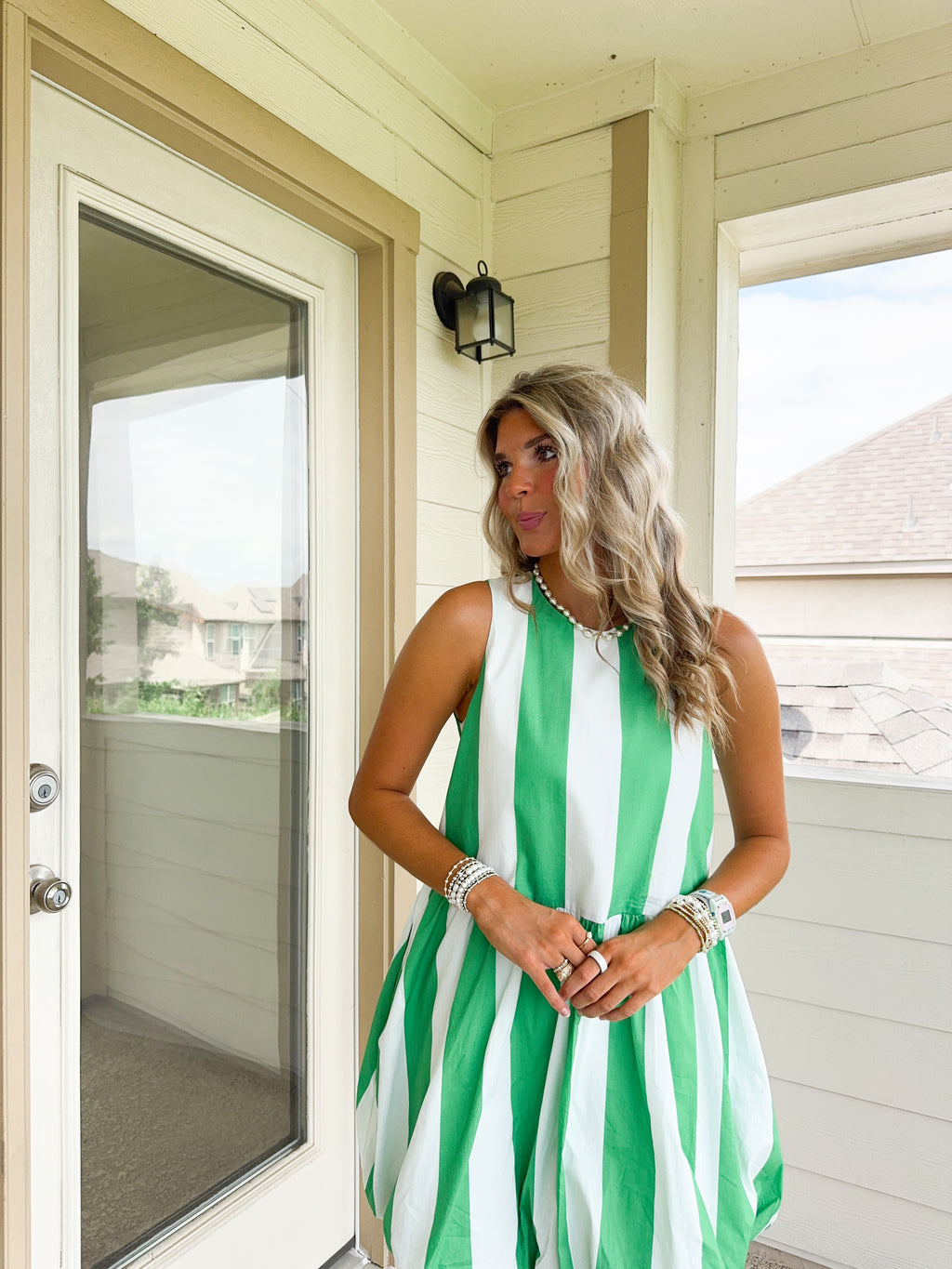 Saltwater Stripe Green Dress
