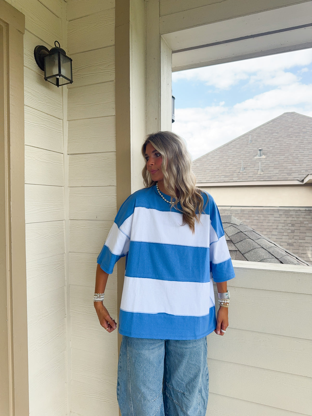 Everyday Blue Oversized Stripe Tee